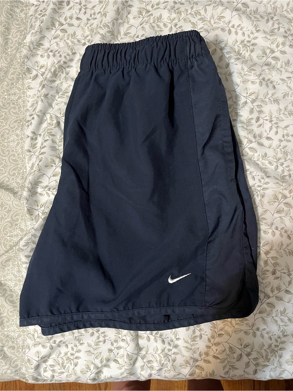 Nike Women's Navy Athletic Shorts with White Swoosh